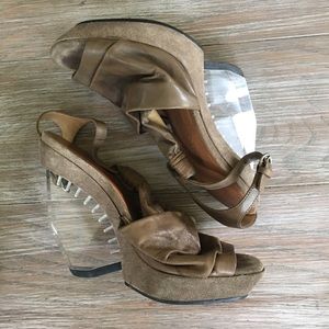 All Saints Lucite and Leather Platform Heels